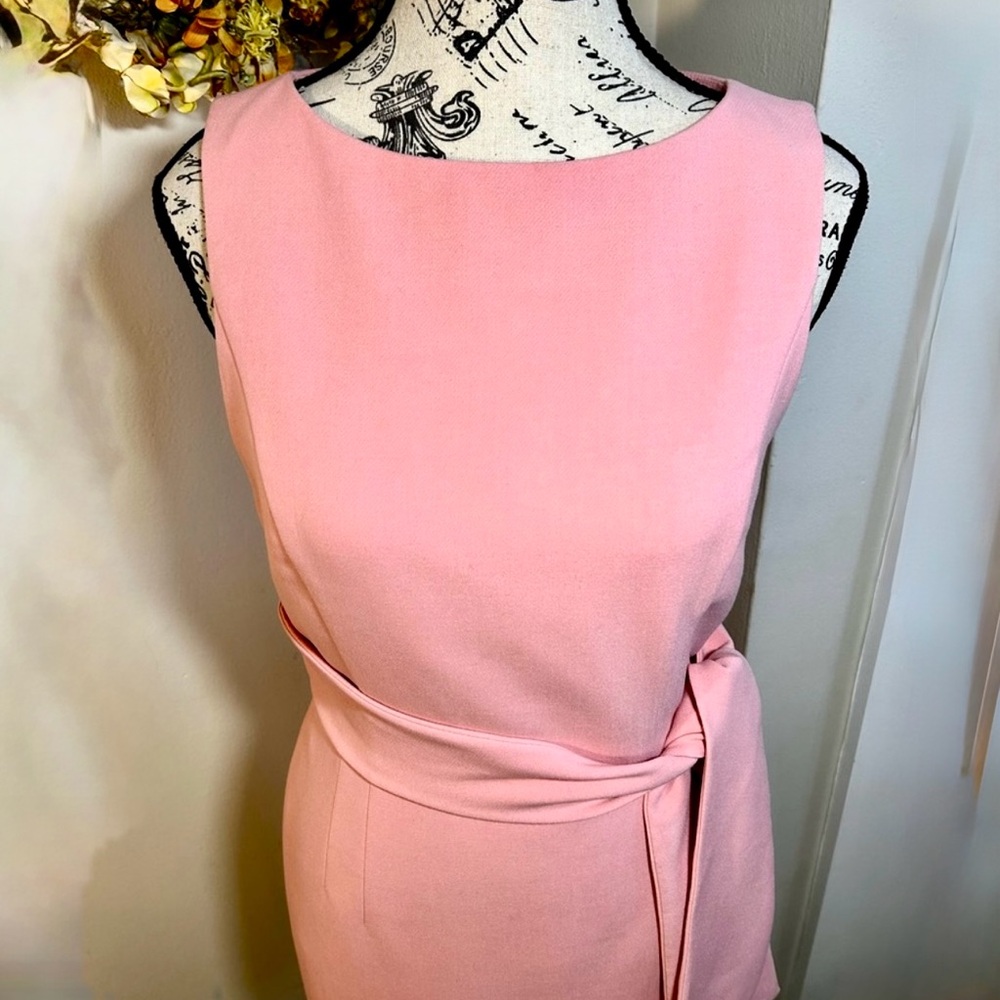 ALICE + OLIVIA Virgil Blush Pink Bateau Neck Tie Waist Dress Sz 4🧡 - Picture 3 of 11